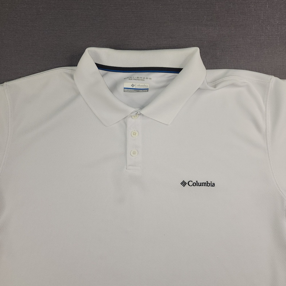 Columbia Mens White Omni-Shade Polo Shirt Short Sleeve Performance XXL Golf